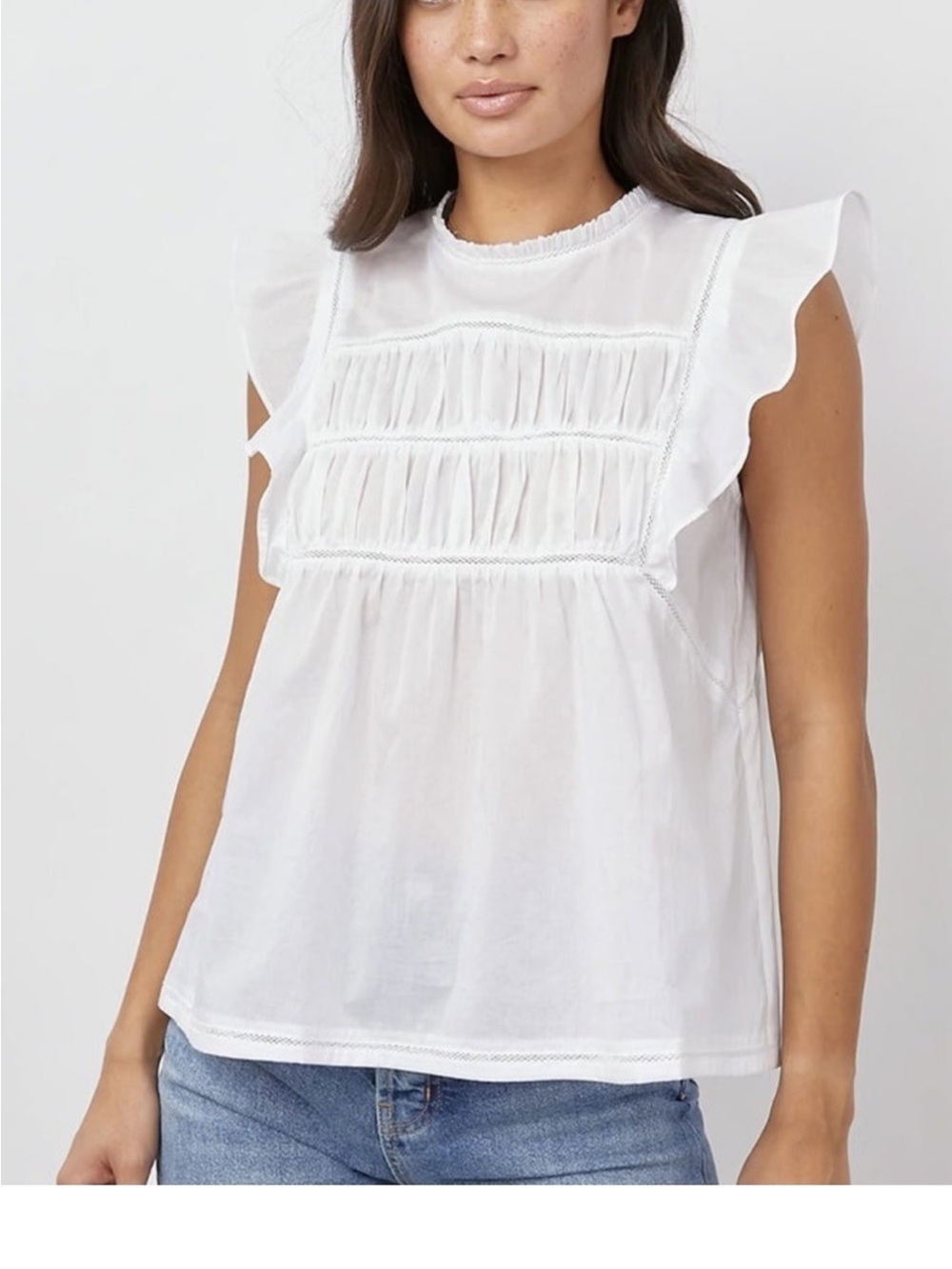 Rails White Filomena Flutter Sleeve Top